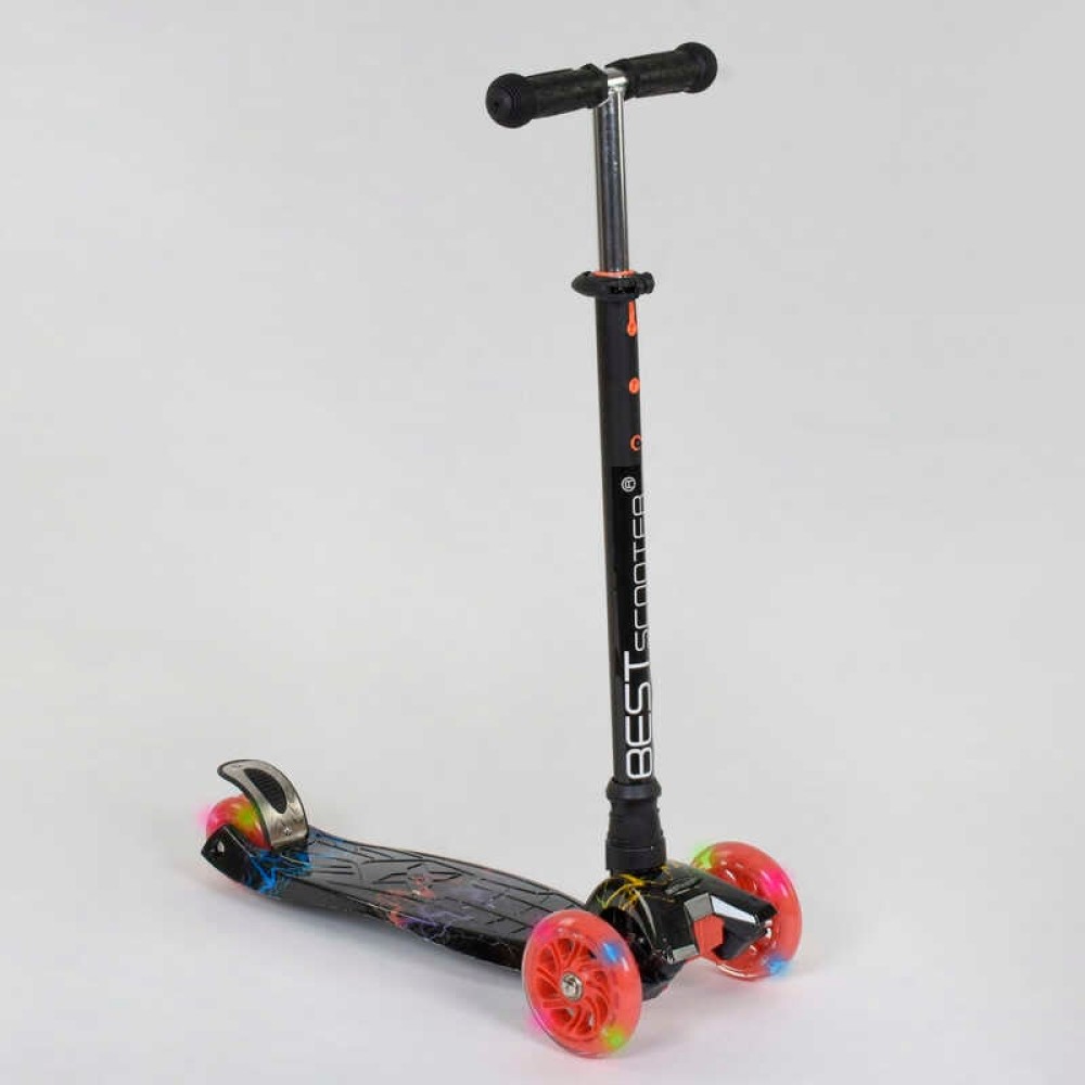 Самокат А 24659/779-1308 MAXI "Best Scooter" пластмасовий, 4 колеса PU, СВІТЛО, трубка керма алюмінієва, d = 12см, в коробці