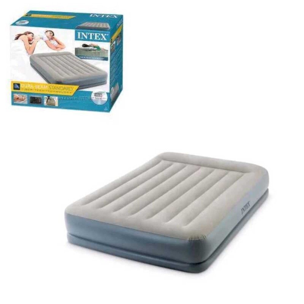 Intex Велюр матрац 64118 ND (2) 152х203х30см, вбудований електронасос, двоспальний