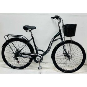 Велосипед міський Corso Liberty 28" дюймів LR-28193 + КОШИK, ТЕМНО-ЗЕЛЕНИЙ, сталева рама 20", Shimano 7 швидкостей, корзина, багажник