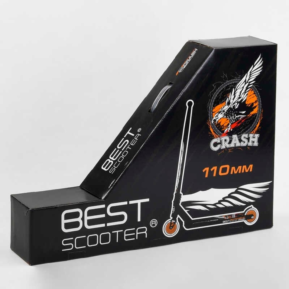 Самокат трюковий 67839 Best Scooter (4) "CRASH" HIC-система, ПЕГИ, алюмінієвий диск і дека, колеса 110 мм PU, ширина керма - 57 см, в коробці