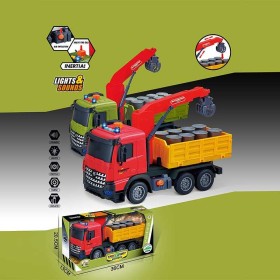 Машина музична 687-59 C (24/2) 2 кольори, "Вантажівка", підсвічування, звукові ефекти, механічне підіймання стріли, інерція, рухомі деталі, в коробці, ВИДАЄТЬСЯ МІКС ВИДІВ