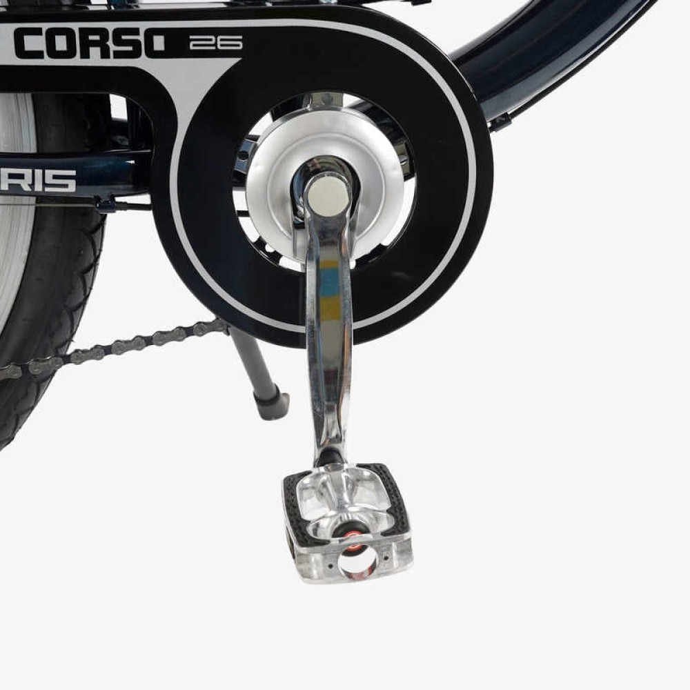 Велосипед міський Corso Polaris 26" PS-12833 + КОШИК СИНІЙ сталева рама 16.5", Shimano 7 швидкостей, корзина, багажник