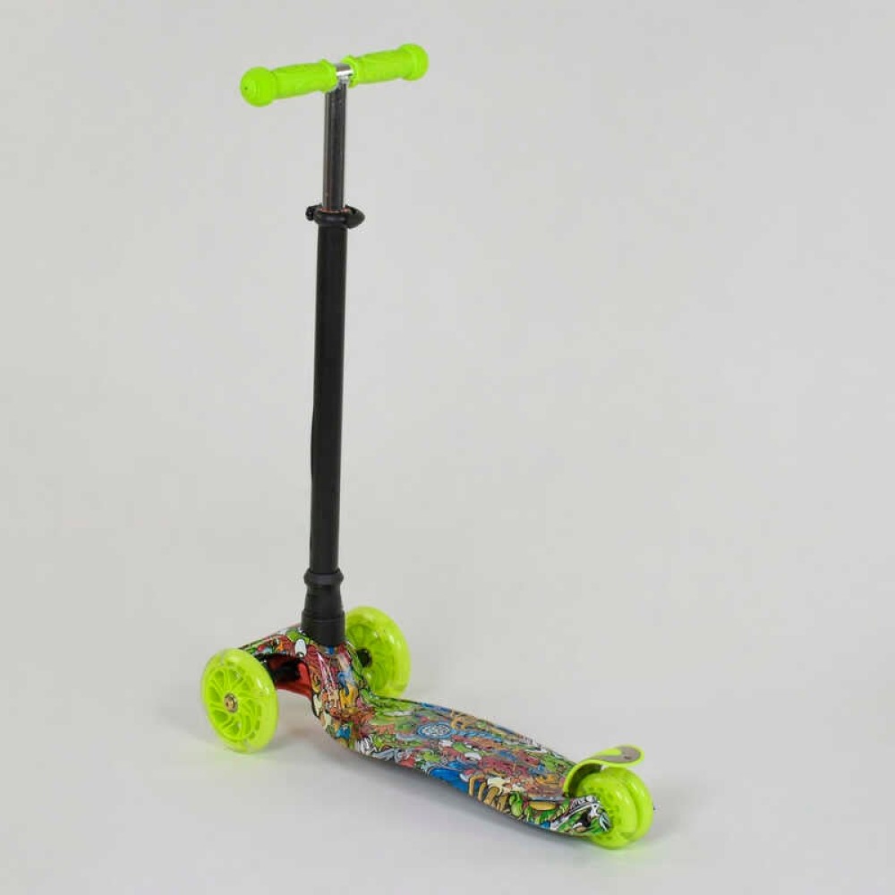 Самокат А 24647/779-1391 MAXI "Best Scooter" (1) пластмасовий, 4 колеса PU, СВІТЛО, трубка керма алюмінієва, d = 12см, в коробці