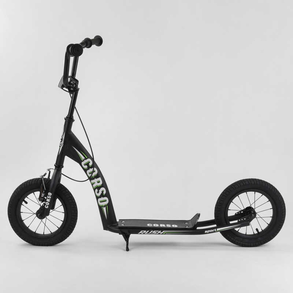 Дитячий самокат Corso Rush 12" CR-T 0070 з надувними шинами та ручним гальмом