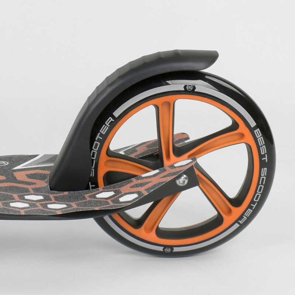 Самокат 34750 (2) Best Scooter, ЧОРНИЙ, зажим руля, переднє колесо PU - 22 см, заднє колесо PU - 20 см, 1 амортизатор, в коробці