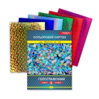 гр Набір кольорового картону "Голографічний" А4, 6 листів ККГ-А4-6 (20) "Апельсин"