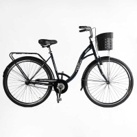 Велосипед міський Corso FORTUNA 28" FR-28083 + КОШИК ТЕМНО-ЗЕЛЕНИЙ, одношвидкісний, сталева рама 20", корзина, багажник