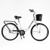 Велосипед міський Corso TRAVEL 26" TL-26309 + КОШИК одношвидкісний, сталева рама 16.5", корзина, багажник