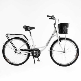 Велосипед міський Corso TRAVEL 26" TL-26309 + КОШИК одношвидкісний, сталева рама 16.5", корзина, багажник