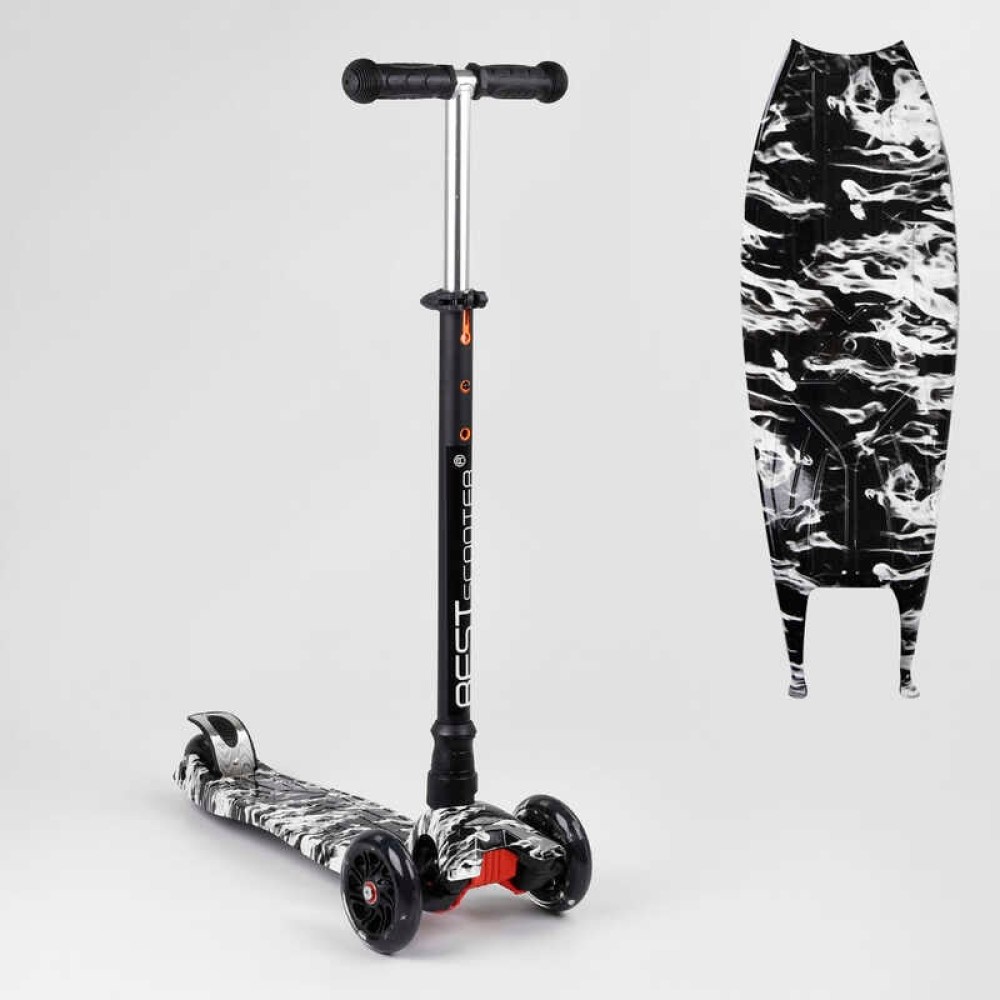 Самокат A 25771 /779-1512 "Best Scooter" 4 колеса PU, СВІТЛО, трубка керма алюмінієва, d передніх коліс = 12 см, d задніх коліс = 8 см, в коробці
