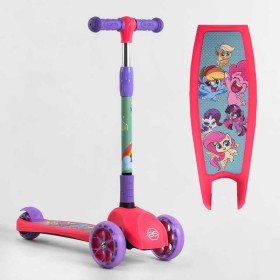 Самокат триколісний 68055 Best Scooter СВІТЛО КОЛІС ТА ДИСКІВ, складене кермо, передні колеса PU 120х35мм, задні колеса PU 80х48мм