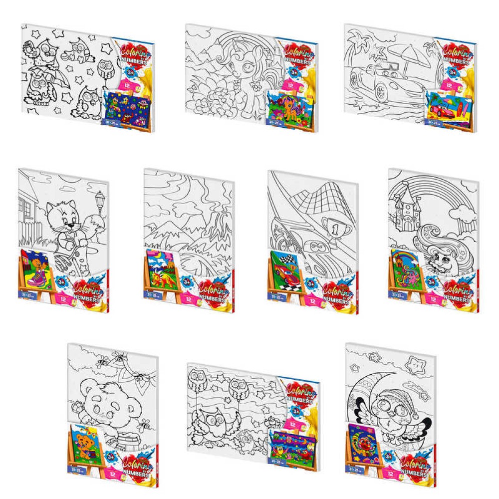 гр Розмальовка за номерами. Coloring by numbers CBN-02-01,02,03,04..10 розмір 31см*21см с.2 (10) 