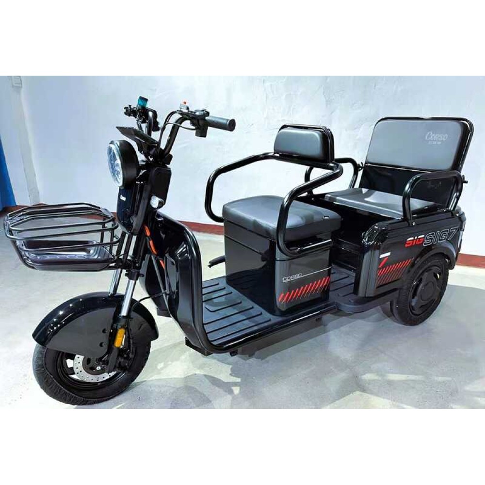 Електричний трицикл Corso SIG-7 SG-640290 1000W 72V/23Ah, 3 місця, колеса 10", LED фари, сигналізація, кошик