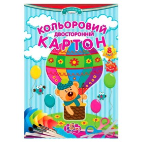 гр Картон кольоровий ДКК-2 двосторонній, хром-ерзац, (8 кольорів+золото+срібло) А4 (10 арк), блок 215г/м2, картона висічна папка (1)