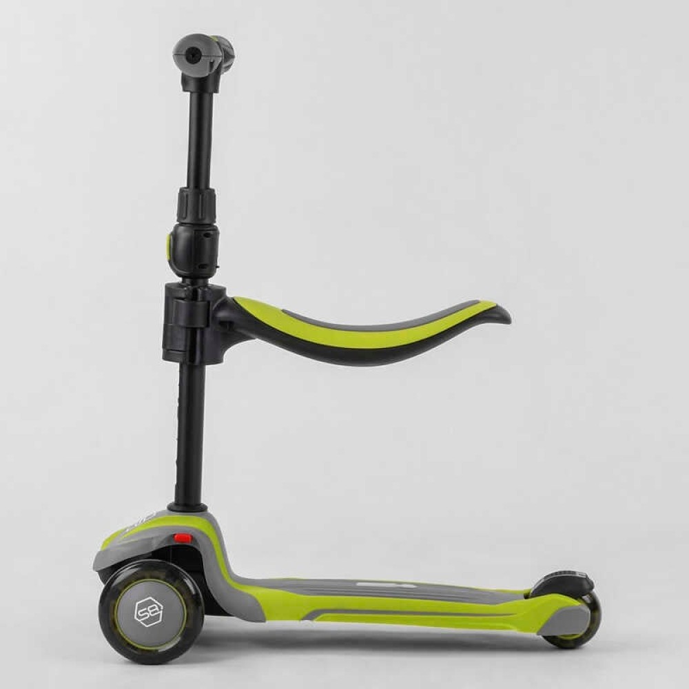 Самокат триколісний Best Scooter JS-20815  (4) з сидінням, алюмінієве кермо, 3 колеса PU зі світлом, d = 12 см