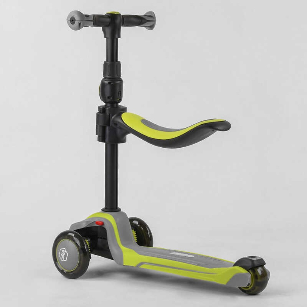 Самокат триколісний Best Scooter JS-20815  (4) з сидінням, алюмінієве кермо, 3 колеса PU зі світлом, d = 12 см