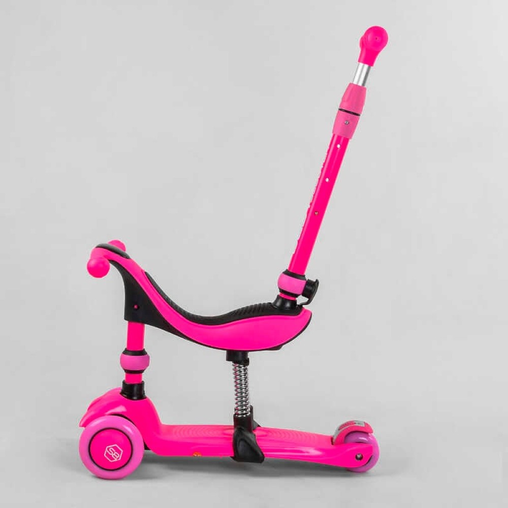Самокат-велобіг 3в1 триколісний BS-23180 (4) Best Scooter, 3 колеса PU зі світлом, сидіння, амортизатори, батьківська ручка