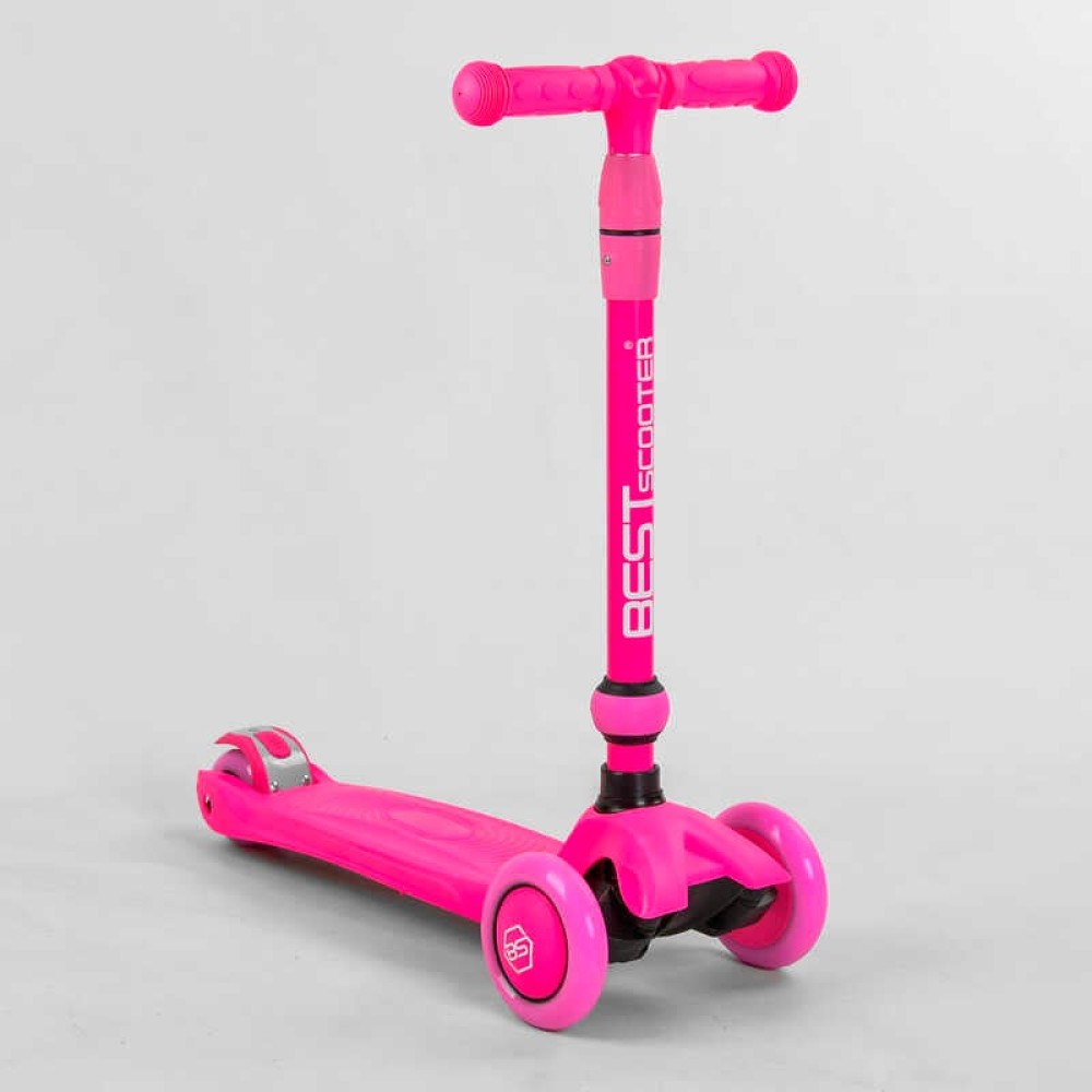 Самокат-велобіг 3в1 триколісний BS-23180 (4) Best Scooter, 3 колеса PU зі світлом, сидіння, амортизатори, батьківська ручка