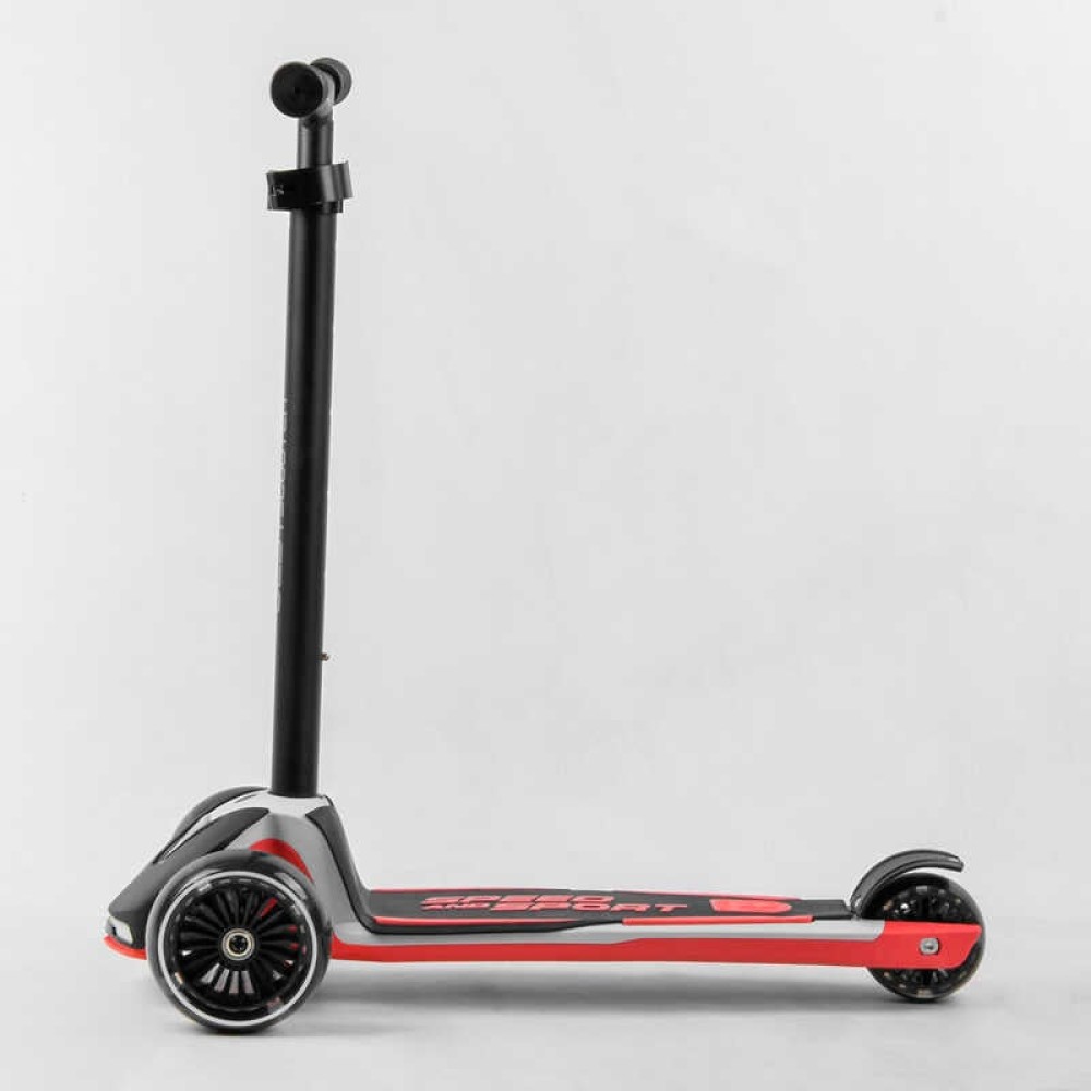 Самокат триколісний Best Scooter HW-00505 MAXI (6) знімне алюмінієве кермо, передні колеса PU 120х45мм. задні 80х50мм, зі світлом, в коробці