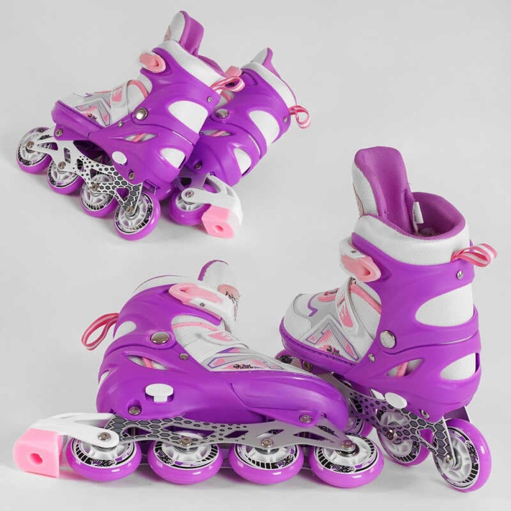 Ролики 32607-M Best Roller /розмір 34-37/ (6) колеса PU, ПЕРЕДНЄ КОЛЕСО ЗІ СВІТЛОМ, в сумці, d коліс – 7 см