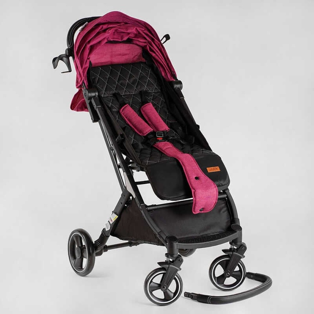 Візок прогулянковий дитячий JOY Comfort L-20115 колір РОЖЕВИЙ, рама сталь з алюмінієм, футкавер, підсклянник, телескопічна ручка
