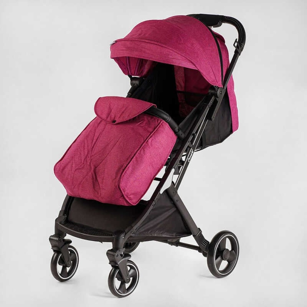 Візок прогулянковий дитячий JOY Comfort L-20115 колір РОЖЕВИЙ, рама сталь з алюмінієм, футкавер, підсклянник, телескопічна ручка