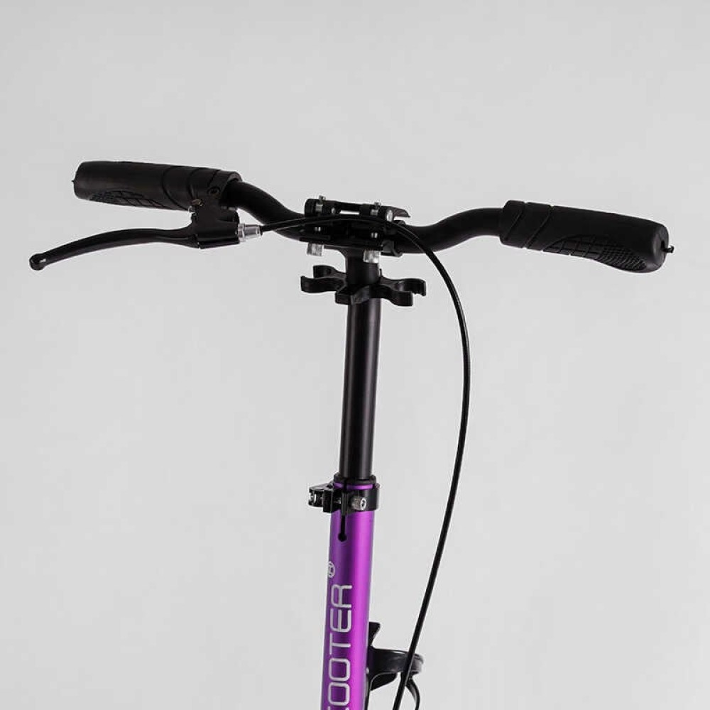 Самокат алюмінієвий Best Scooter Factor BS-54065, ручне дискове гальмо, діаметр PU коліс - 200мм, 2 амортизатори, підсклянник