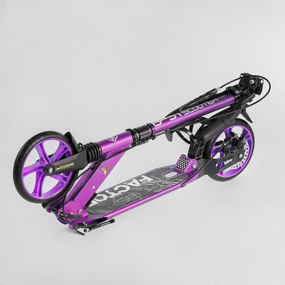Самокат алюмінієвий Best Scooter Factor BS-54065, ручне дискове гальмо, діаметр PU коліс - 200мм, 2 амортизатори, підсклянник