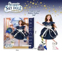 Лялька SK 025 B (48/2) висота 30 см, діадема, квіти, улюбленець, сумочка, в коробці