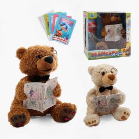 Ведмедик казкар 31515 (16/2) 2 види, "WToys", ОЗВУЧУВАННЯ УКРАЇНСЬКОЮ МОВОЮ, 15 аудіоказок, 5 карток із казками, скоромовки та звукові ефекти, рухливий ротик, кнопки на лапках, в коробці