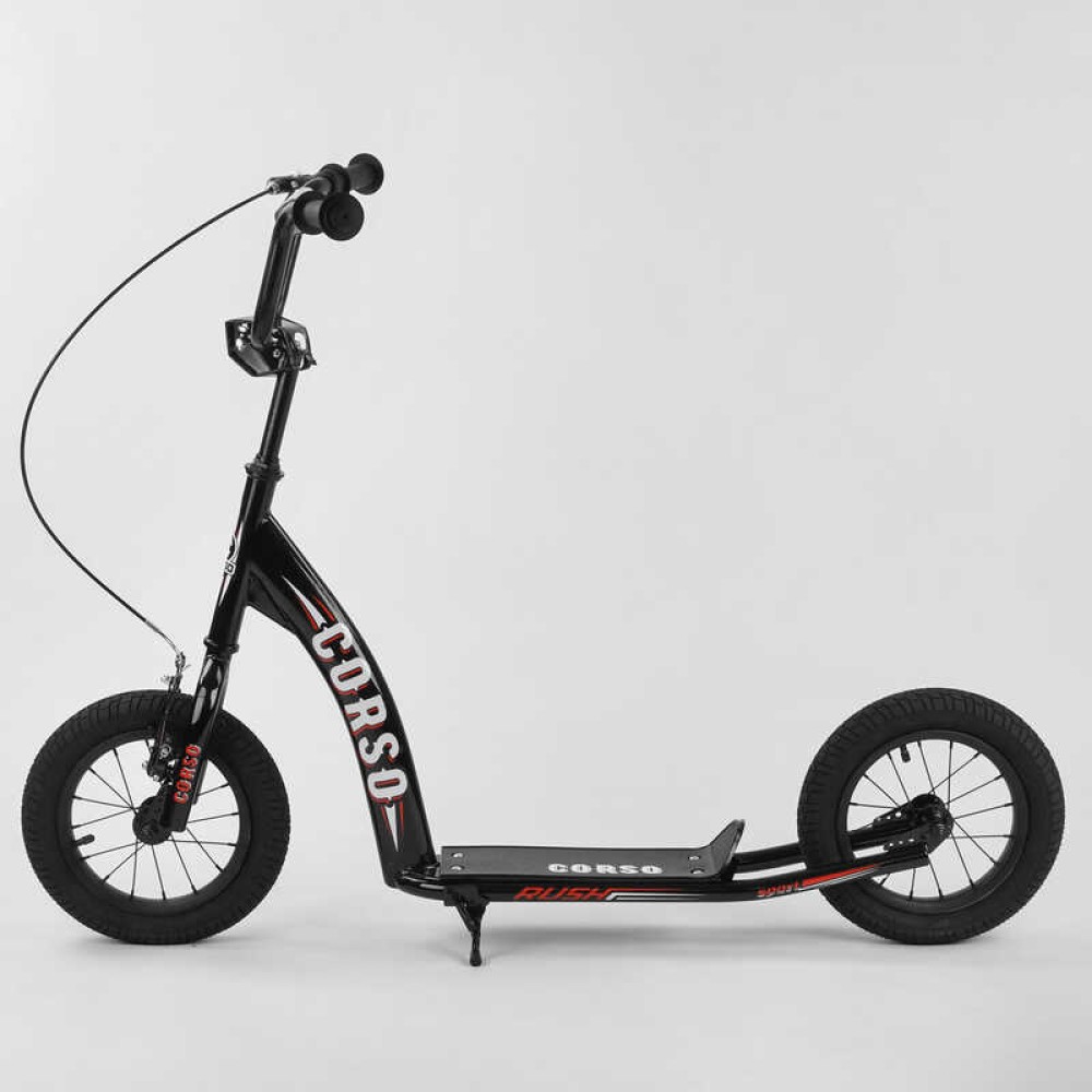 Дитячий двоколісний самокат Corso Rush 12" CR-T5656 з надувними шинами та ручним гальмом
