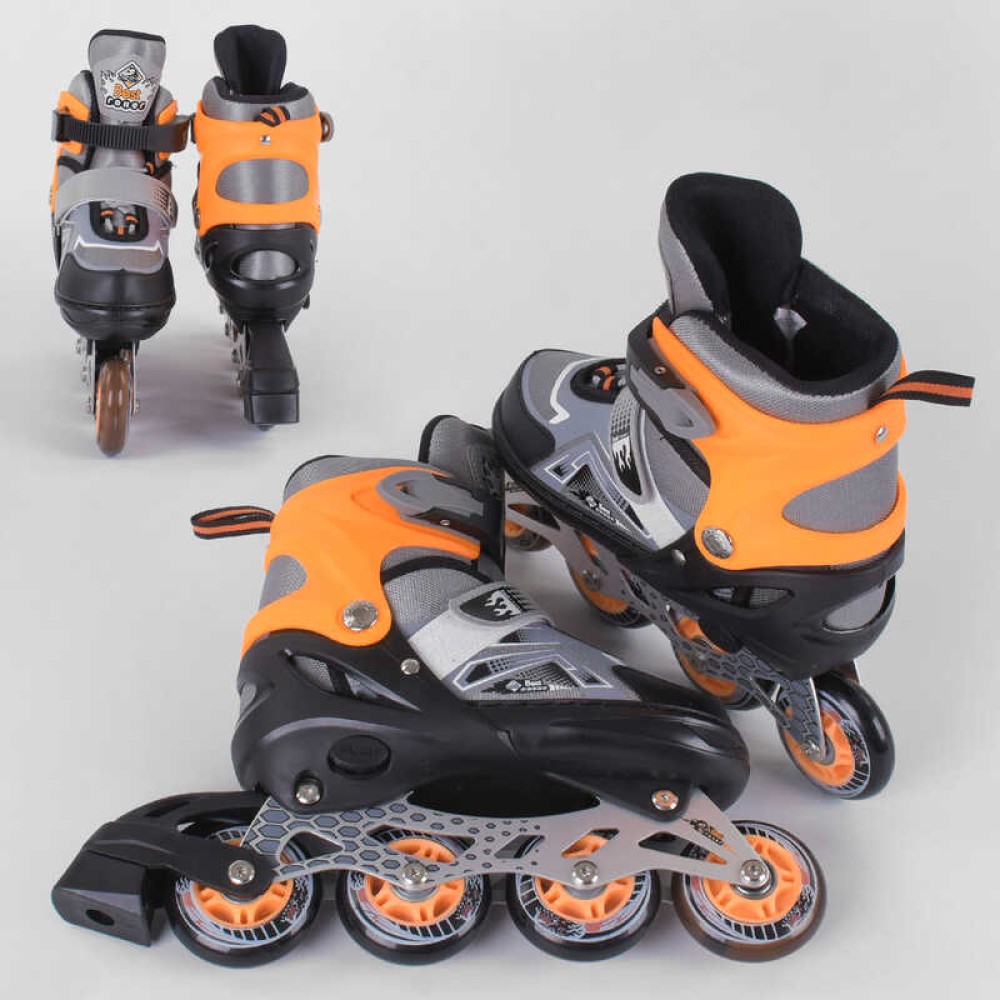 Ролики 6202-S Best Roller / розмір 30-33 / колір - ПОМАРАНЧЕВИЙ (6) колеса PU, ПЕРЕДНЄ КОЛЕСО СВІТЛО, в сумці, d коліс - 6.5 см