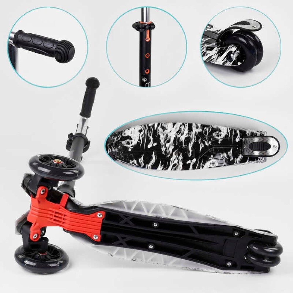 Самокат A 25771 /779-1512 "Best Scooter" 4 колеса PU, СВІТЛО, трубка керма алюмінієва, d передніх коліс = 12 см, d задніх коліс = 8 см, в коробці