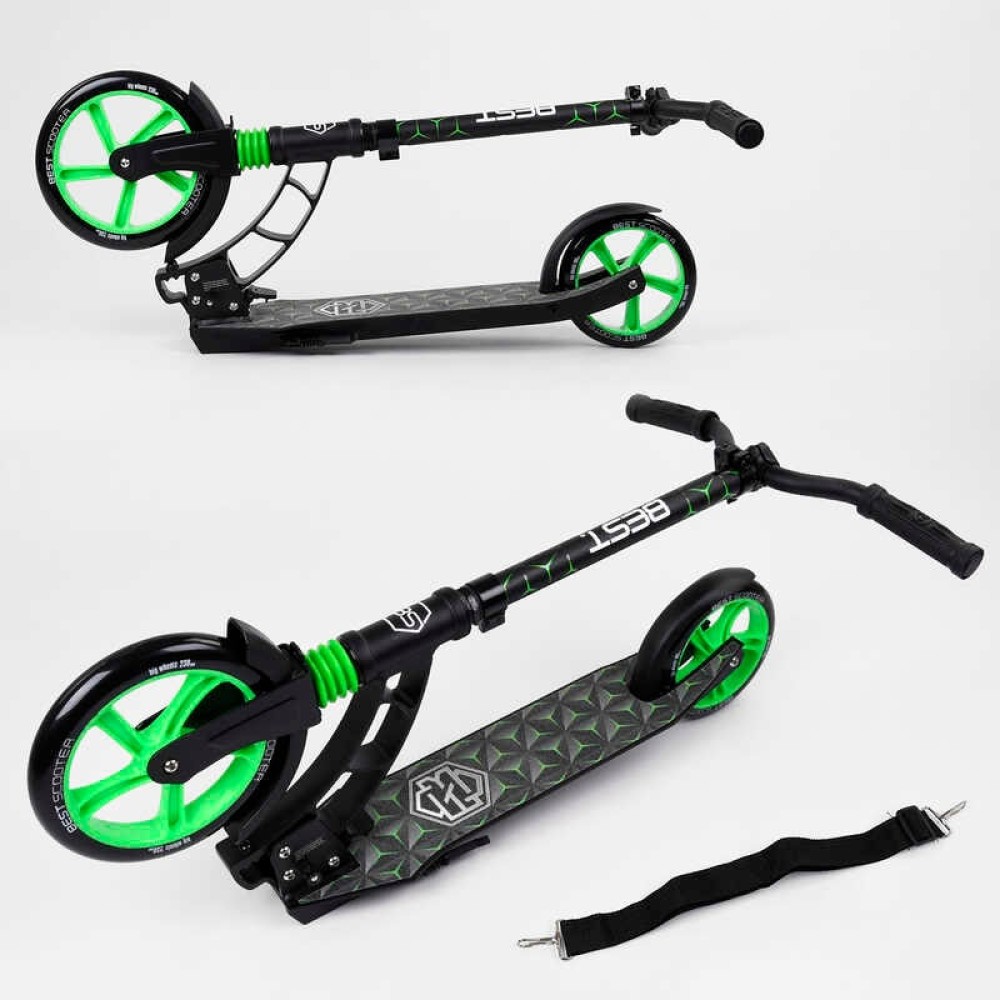 Самокат двоколісний "Best Scooter" 62798 (2) колеса PU, d переднього колеса - 230мм, d заднього колеса - 180мм, 1 амортизатор передній, в коробці