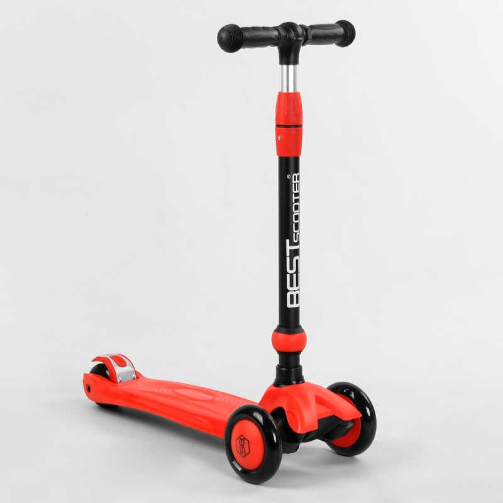 Самокат-велобіг 3в1 триколісний BS-71899 (4) Best Scooter, 3 колеса PU зі світлом, сидіння, амортизатори, батьківська ручка