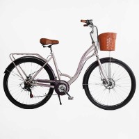 Велосипед міський Corso Liberty 28" дюймів LR-28833 + КОШИK, сталева рама 20", Shimano 7 швидкостей, корзина, багажник