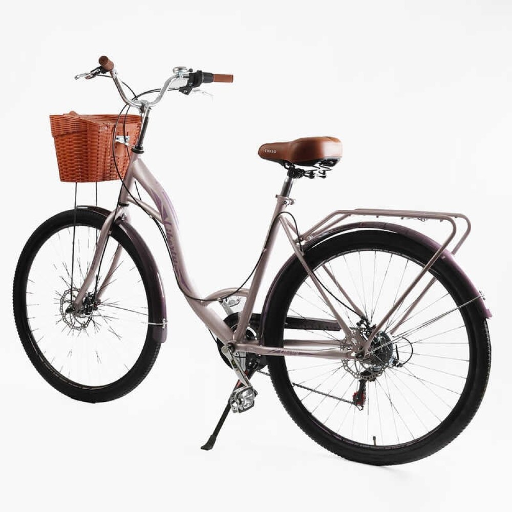 Велосипед міський Corso Liberty 28" дюймів LR-28833 + КОШИK, сталева рама 20", Shimano 7 швидкостей, корзина, багажник