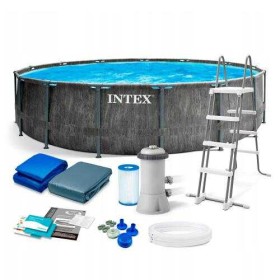 Intex Басейн каркасний 26744 NP об'єм:24310л, розмір:549x122см, сходи, насос-фільтр:5 678 л/год, драбина, тент, підстилка), в коробці