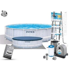 Басейн каркасний Intex 26746 Chevron Prism Frame 488х122см, 19156л. фільтр-насос 5678л ч, драбина, тент, підстилка