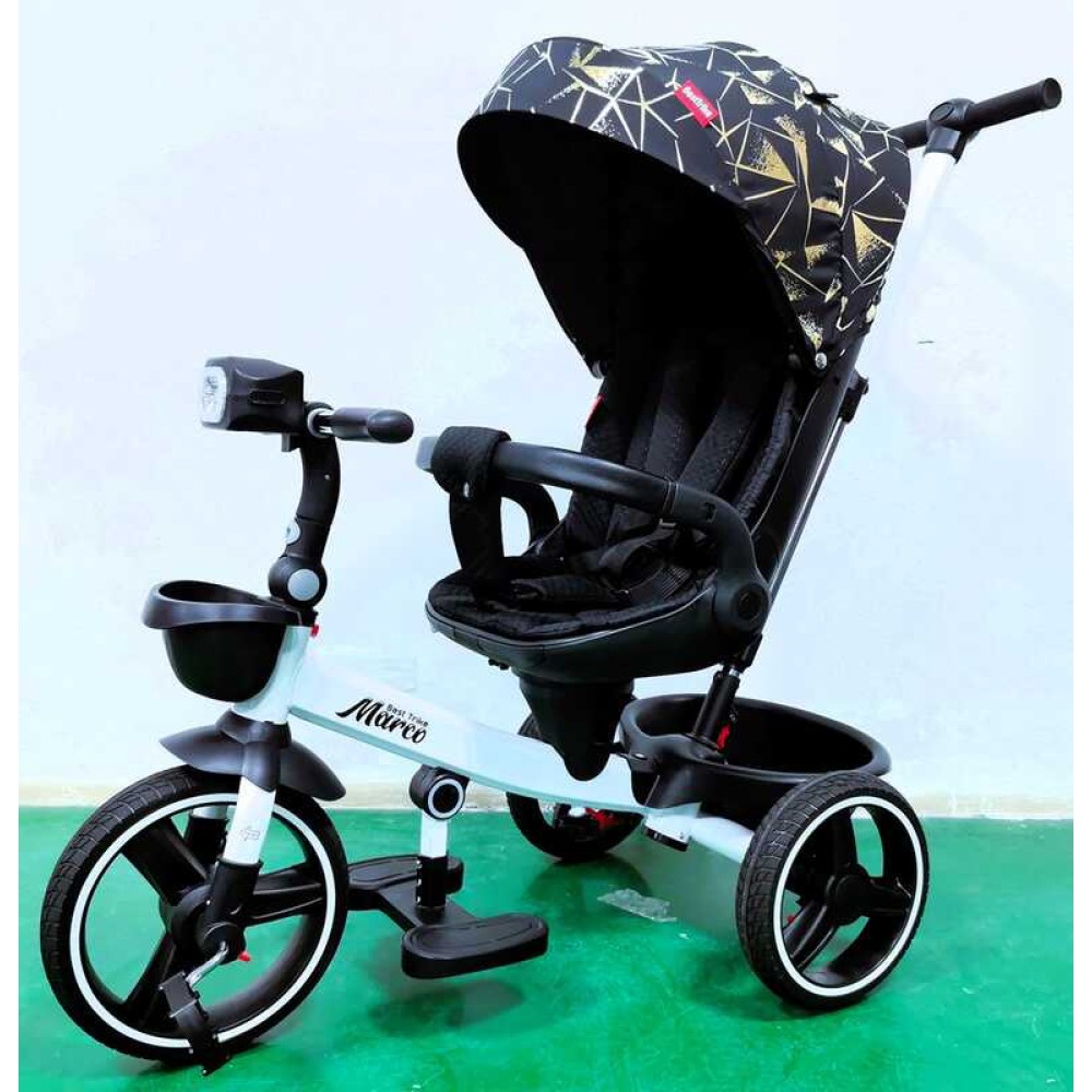 Велосипед 9155/319-22 BestTrike "Marco" поворотне сидіння, складне кермо, колеса з прогумованим PU, кошик, телескопічна ручка, фара музична