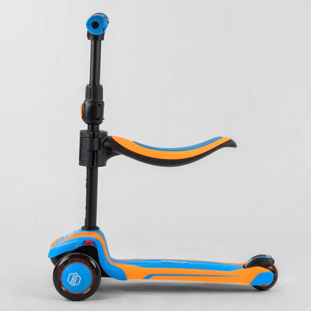 Самокат триколісний Best Scooter JS-30918  (4) з сидінням, алюмінієве кермо, 3 колеса PU зі світлом, d = 12 см
