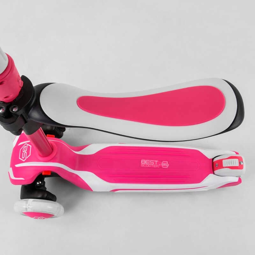 Самокат триколісний Best Scooter JS-41008/63204 (4) з сидінням, алюмінієве кермо, 3 колеса PU зі світлом, d = 12 см