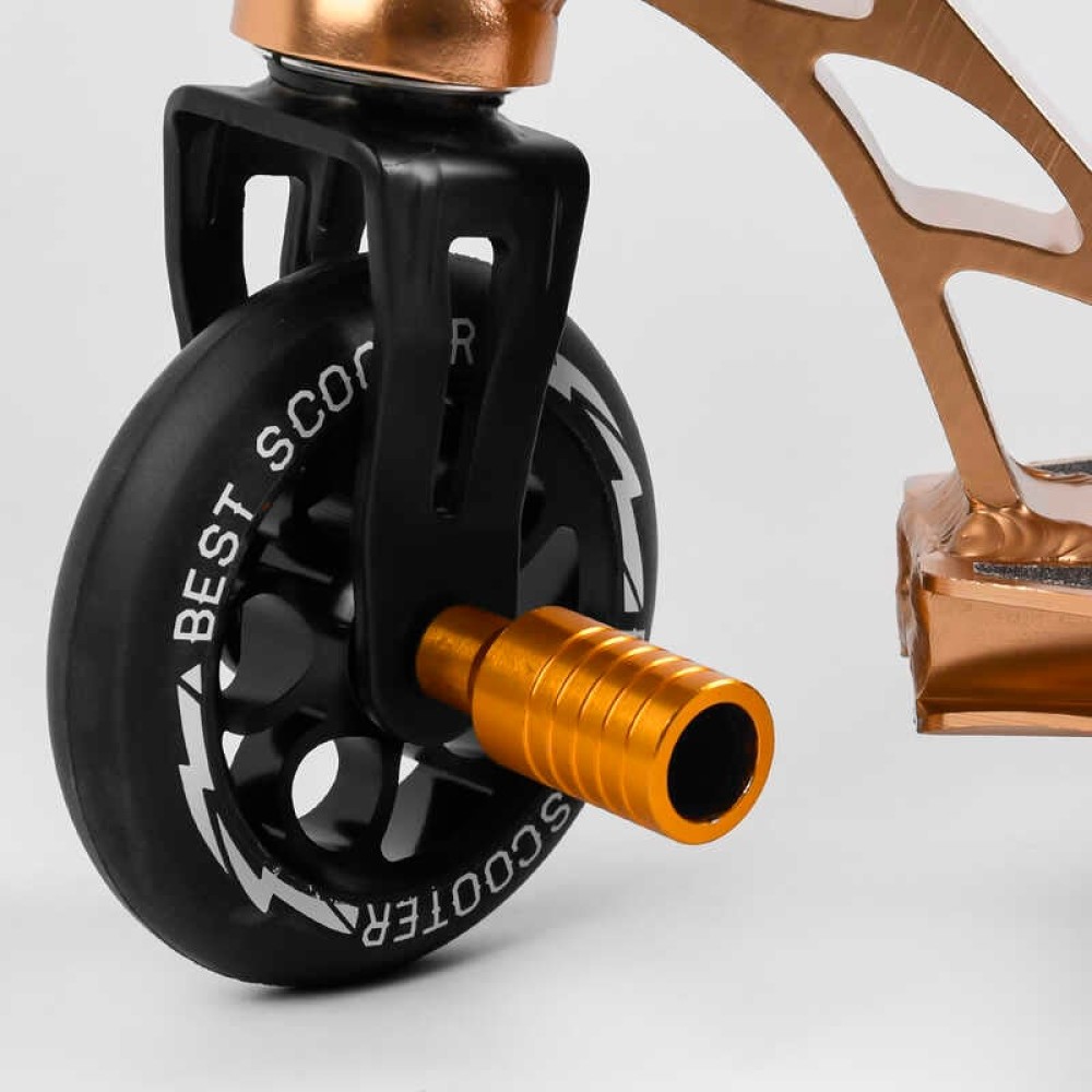 Самокат трюковий 55084 Best Scooter (4) HIC-система, ПЕГИ, алюмінієвий диск та дека, АНОДОВАНЕ ФАРБУВАННЯ, колеса PU, d = 110мм, ширина керма - 60 см