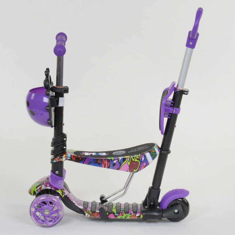Самокат 5в1 13400 Best Scooter, АБСТРАКЦІЯ, PU колеса, ПІДСВІЧУВАННЯ КОЛІС, в коробці