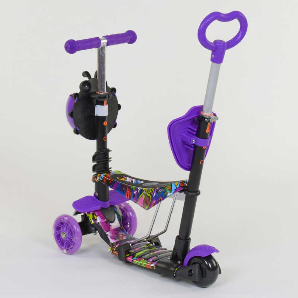 Самокат 5в1 13400 Best Scooter, АБСТРАКЦІЯ, PU колеса, ПІДСВІЧУВАННЯ КОЛІС, в коробці