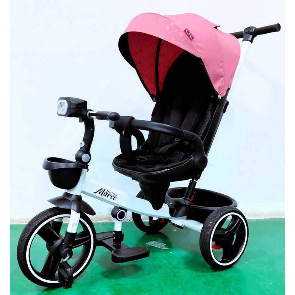 Велосипед 9155/345-62 BestTrike "Marco" поворотне сидіння, складне кермо, колеса з прогумованим PU, кошик, телескопічна ручка, фара музична