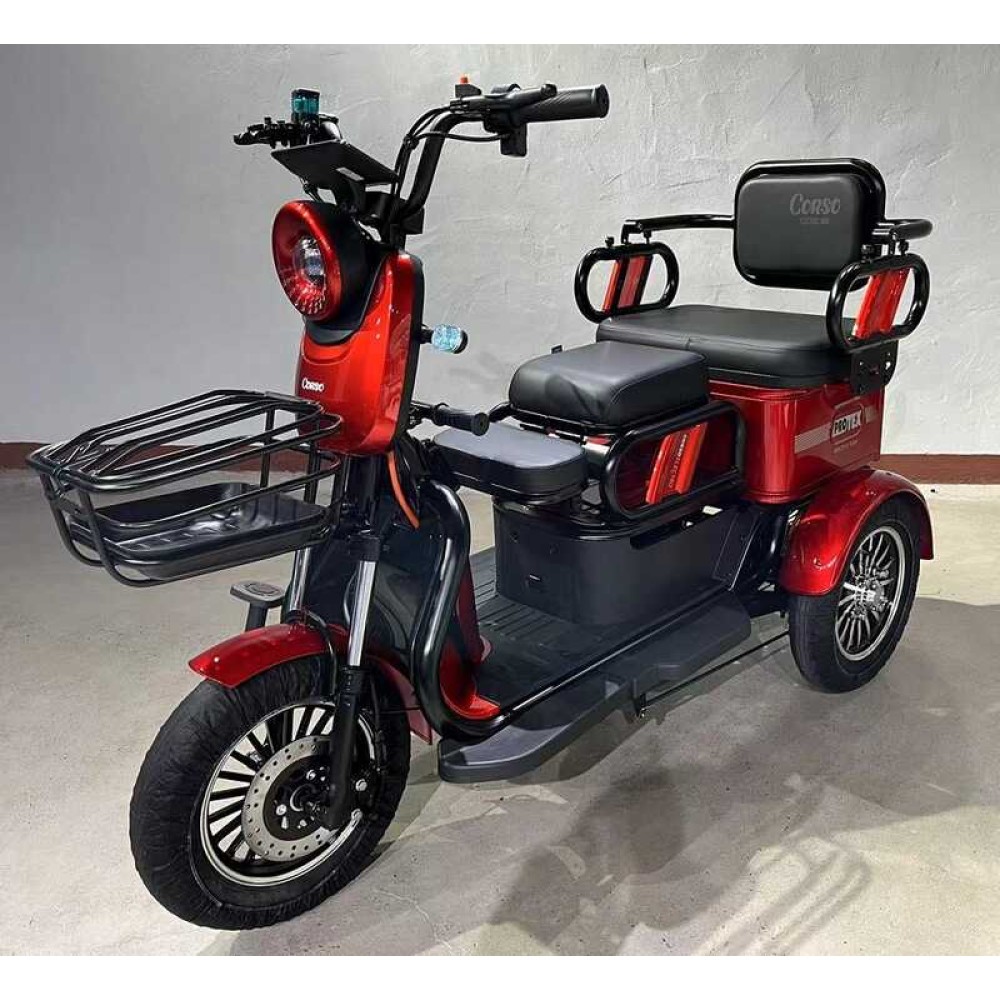 Електричний трицикл Corso «PROTEX» PRX-936022 (1) + 1 ЯЩИК АКУМ двигун 1000W, акумулятор 72V/23Ah, колеса 300-10, в коробці