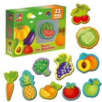 гр Набір магнітів "Овочі та фрукти" VT 3106-28 укр (12) "Vladi Toys", 23 елемента, в коробці