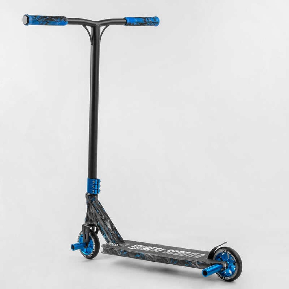 Самокат трюковий Best Scooter BS-77566 (4) HIC-система, ПЕГИ, алюмінієвий диск та дека з ПРИНТОМ, колеса PU, d = 110мм, ширина керма - 60 см, в коробці