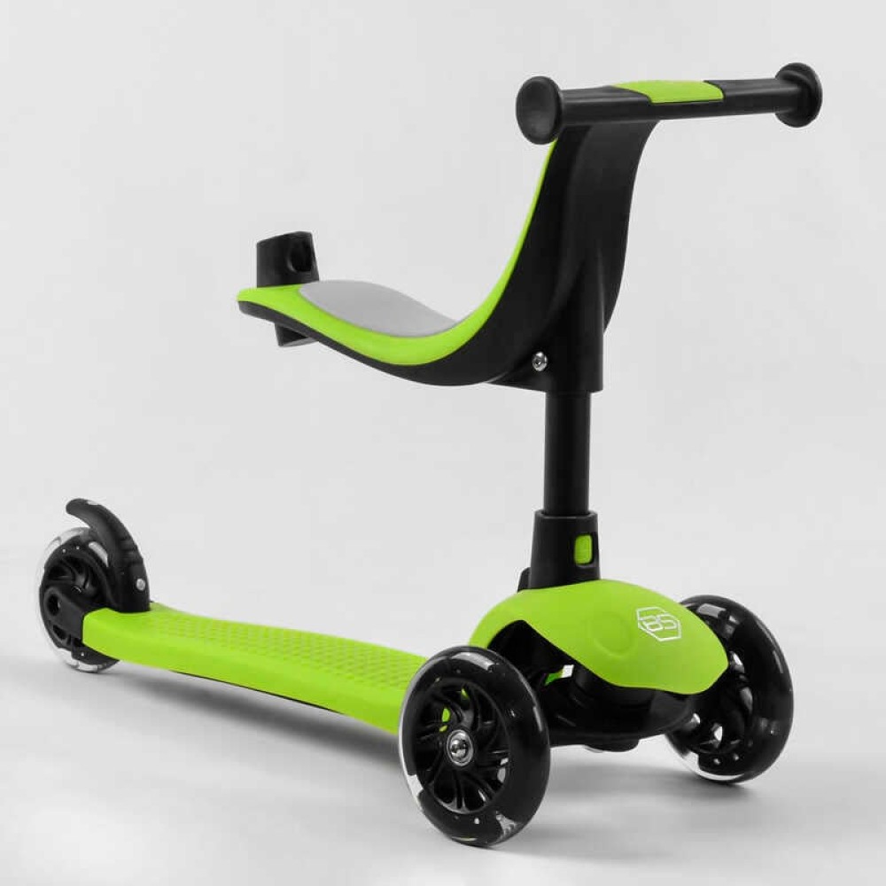 Самокат триколісний Best Scooter PL-315 (4) колеса PU зі світлом, сидіння, батьківська ручка, в коробці